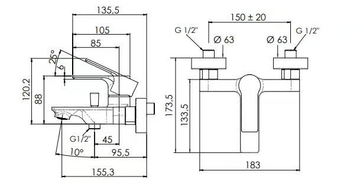 ENERGY - Wall-mounted chromed brass bathtub mixer with hand shower by Remer Rubinetterie - view 3